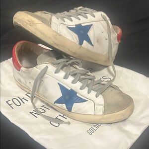 Golden Goose White Sneakers with Blue Star and Red Heel size EU 42 / US 9